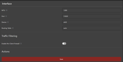 wg-easy interface: MTU, port and device